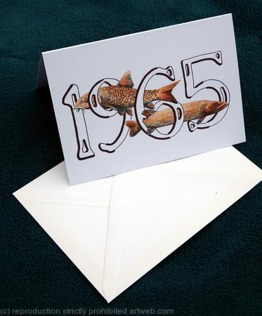 Fish YEAR card example, any year and any fish, Just ask. This could be a birthday card or notelet or invitation etc.