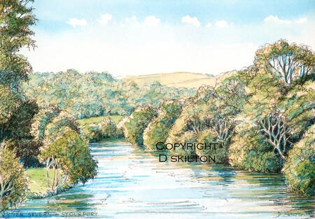 Stourport and River Severn from the bridge  6 by 4 inch greeting card