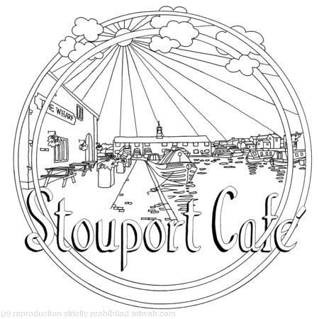 Stourport canal basin design as a possible colouring sheet for a cafe, hotel b&b etc. with your business name woven into the design.