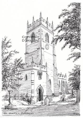 Claverley church All Saint's pencil and pen as a greeting card or invitation perhaps. Prints available, ideal paper anniversary gift.