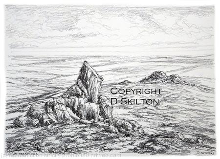 Stiperstones pencil and pen drawing as a greeting card. Prints and postcards available.