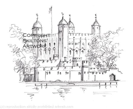 London Tower pencil as a greeting card, Postcards and prints available.