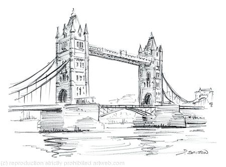 106 London Tower bridge pencil  as a greeting card. 