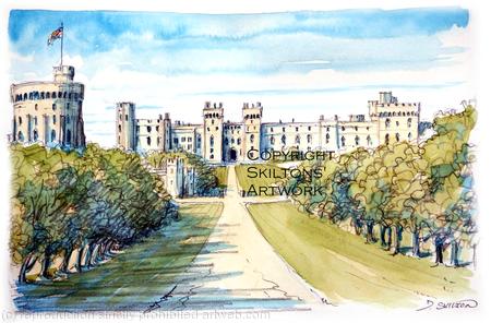 Windsor castle watercolour Signed a4 print on watercolour paper, unmounted.