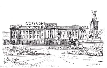London Buckingham Palace Signed a4 print on watercolour paper, unmounted.
