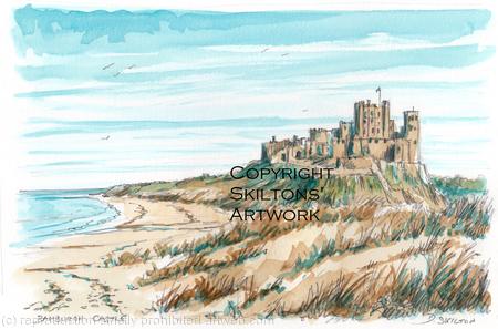 Northumberland Bamburgh Castle as a greeting card or bespoke notelet. Prints and postcards available.
