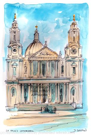 London St Paul's watercolour as a greeting card or invitation or bespoke notelet. Prints and postcards available.