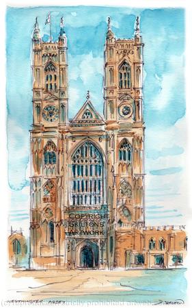 London Westminster Abbey watercolour as a greeting card or bespoke notelet or royal wedding invitation perhaps!!! prints and postcards available.