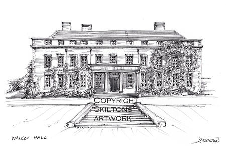 Bishops castle Shropshire Walcot Hall wedding venue pen pencil as a blank card for you to write or print invitations, thank you etc. prints and postcards available.