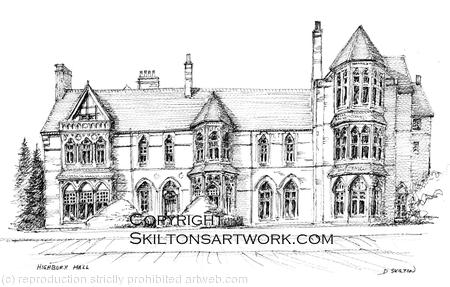 Highbury Hall Birmingham, wedding venue as a signed print on watercolour paper unmounted