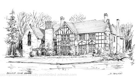 Brinsop Court Nr. Hereford wedding venue Signed a4 print on watercolour paper, unmounted.