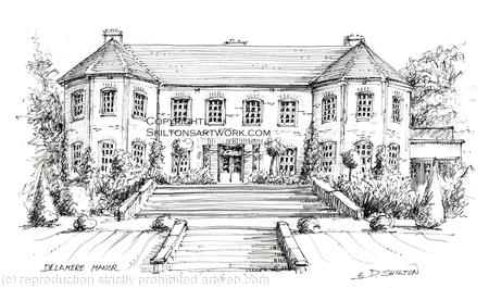 Delamere Manor Cheshire wedding venue as signed  print on a4 watercolour paper. Unmounted.