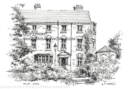 The Valley Hotel Ironbridge printed as a blank inside 6 by 4 inch card for you to write or print invitations or thank you etc. prints and postcards available.