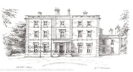 Netley Hall Dorrington Nr. Shrewsbury wedding venue printed a signed  print on a4 watercolour paper. Unmounted.