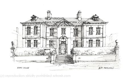 Edes House Chichester west Sussex as a signed  print on a4 watercolour paper. Unmounted.