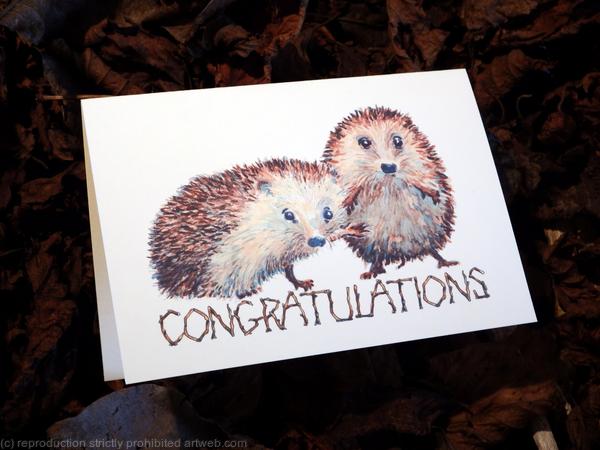 24 Congratulations ( Skillipigs ) greeting card 6 by 4 inches with brown recycled envelope