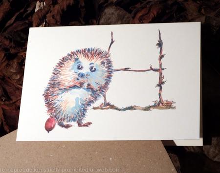Skillipig collection card 'The rugby player'. One of my collection of fun hedgehog pictures. Supplied with a recycled brown envelope.