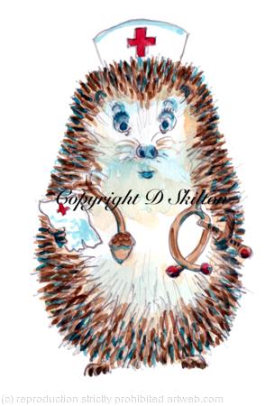 skillipig nurse ( fun hedgehog designs as cards) 