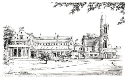 Stanbrook Abbey Hotel pen drawing as a signed  print on a4 watercolour paper. Unmounted.