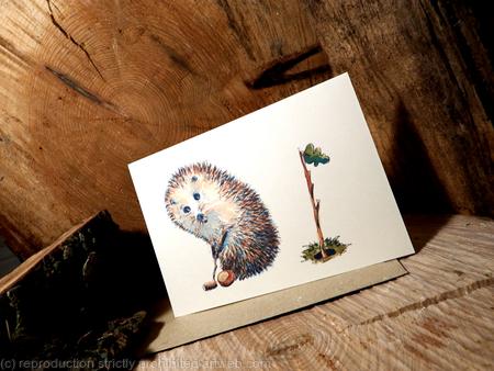 Hedgehog ( Skillipigs ) card No. 33 'Golf putting'. This is a 6 by 4 inch card with a recycled envelope. It can have HAPPY BIRTHDAY or HAPPY RETIREMENT etc. on it in stick writing.