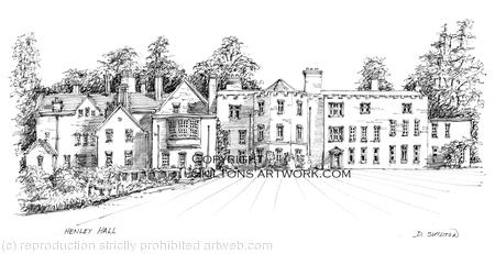 Henley Hall Ludlow drawing greeting card 6 by 4 inches.
