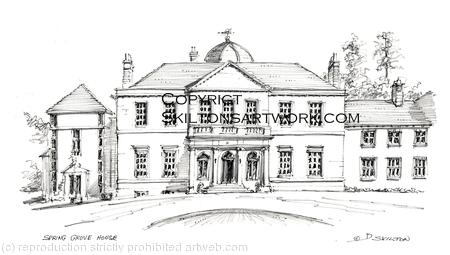 Spring Grove House wedding and event venue as a card. drawing which can be used for you wedding stationery or a print or card. Please contact for details.