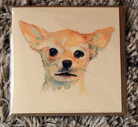 Chihuahua Pawtrait card 6 by 6 with recycled brown envelope. Signed prints available on request.