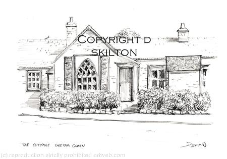 Gretna Green wedding venue drawing as a signed  print on a4 watercolour paper. Unmounted.