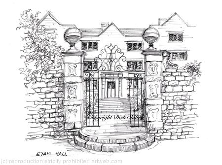 Eyam Hall wedding venue. signed  print on a4 watercolour paper. Unmounted.