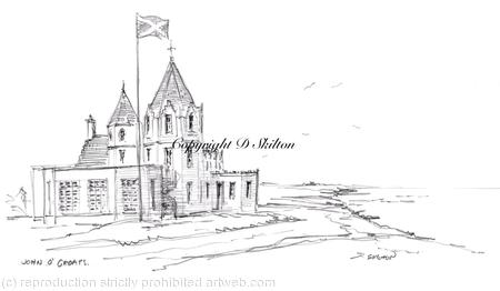 John O Groats pencil drawing, printed as a 6 by 4 inch card Prints available which can be bespoke with dates etc for those who go from here to Lands End