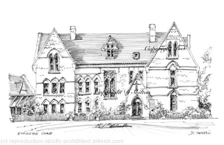 Ettington chase hotel wedding venue signed  print on a4 watercolour paper. Unmounted.