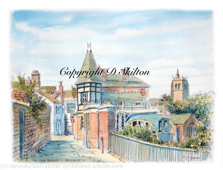 BridgnorthCliff Railway station watercolour as a signed print on a4 watercolour paper unmounted.