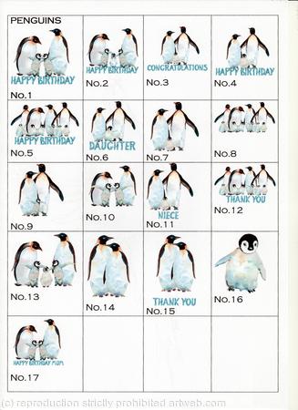 penguin card images Catalogue. Let us know image number  when you purchase by PayPal. Bespoke ice writing available.