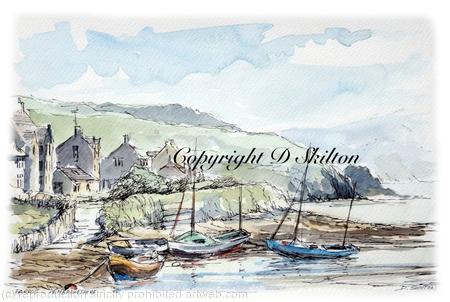 Parrog Nr. newport Pembbrokeshire. Print , signed and mounted to fit 7 by 9 inch frame. cards available on request.