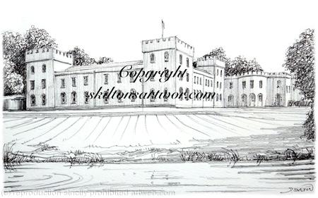 Ugbrooke House wedding venue drawing. signed  print on a4 watercolour paper. Unmounted. greeting cards available.