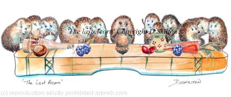 265 The Last acorn image as a Skillipigs greeting card. 6 by 4 inches with brown recycled envelope.