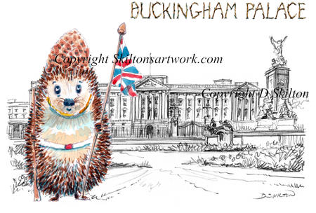 Buckingham palace London with 'Skillipig' Guard