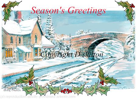 Areley station SVR in the snow. SEASONS GREETINGS Christmas card. 6 by 4 inches with white envelope.