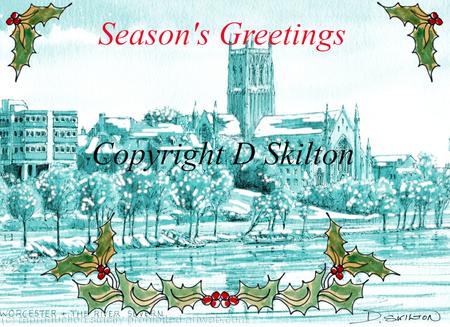 Worcester Snow scene Seasons greetings 6 by 4 inch white card with envelope. Personalised cards available on request.