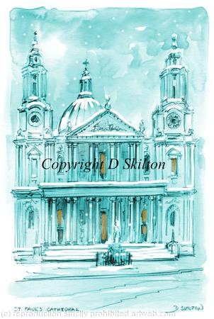 St Paul's Cathedral London snow scene as a Christmas card perhaps. 6 by 4 inches white card and envelope. 