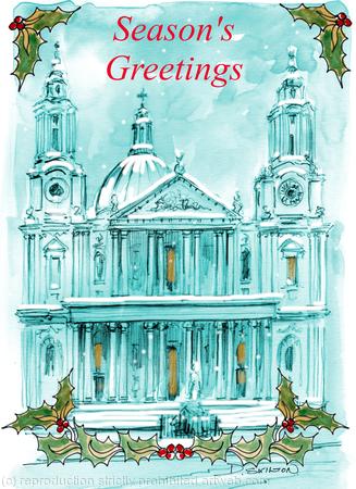 St Pauls Christmas card SEASONS GREETINGS, 6 by 4 inch white card with white envelope. Other greetings available on request.