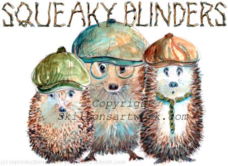 321 Squeaky Blinders .... Skillipigs card design 6 by 4 inch card with brown recycled envelope. 