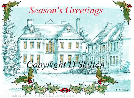 Brockencote Hall as a 6 by 4 inch Christmas card with white envelope. personalised cards available.