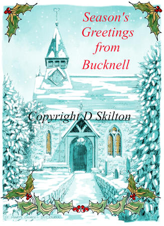 Bucknell Church Seasons Greetings 6 by 4 card with white envelope. Personalised cards available on request.