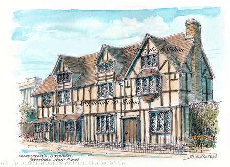 Shakespears Birthplace as a signed A4 print unmounted