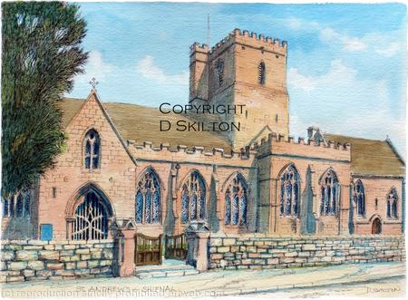Shifnal St Andrews church A4 signed print 