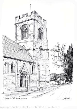 Rock church Worcestershire St Peter and st Paul Signed a4 print on watercolour paper, unmounted.