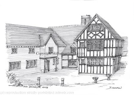 High Grosvenor House wedding venue Nr Claverley as a Signed print on A4 watercolour paper, unmounted. Greeting cards available.