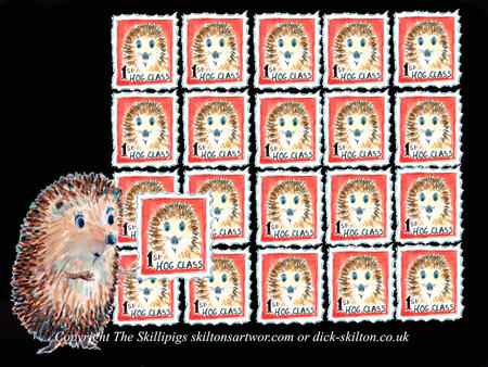 Skillipig  1st Hog Class stamp sheet signed. Worthless stamps, not sticky !!!!
