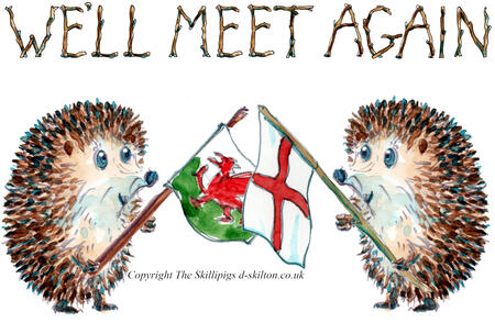 638 WE'LL MEET AGAIN English and welsh flags. Greeting card 6 by 4 inches with brown envelope.